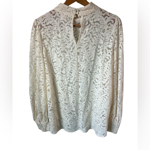 NWT H&M Lace Blouse with button wrist detail and mock neck size Large - Picture 2 of 6